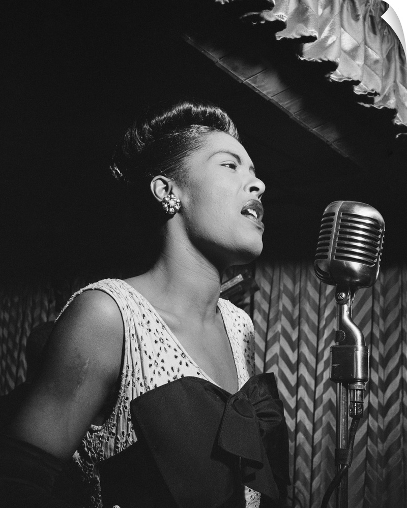 American singer. Performing at Downbeat in New York City. Photograph by William P. Gottlieb, c1947.