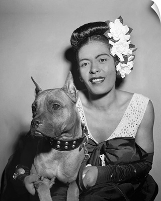Billie Holiday with her dog Mister, 1947