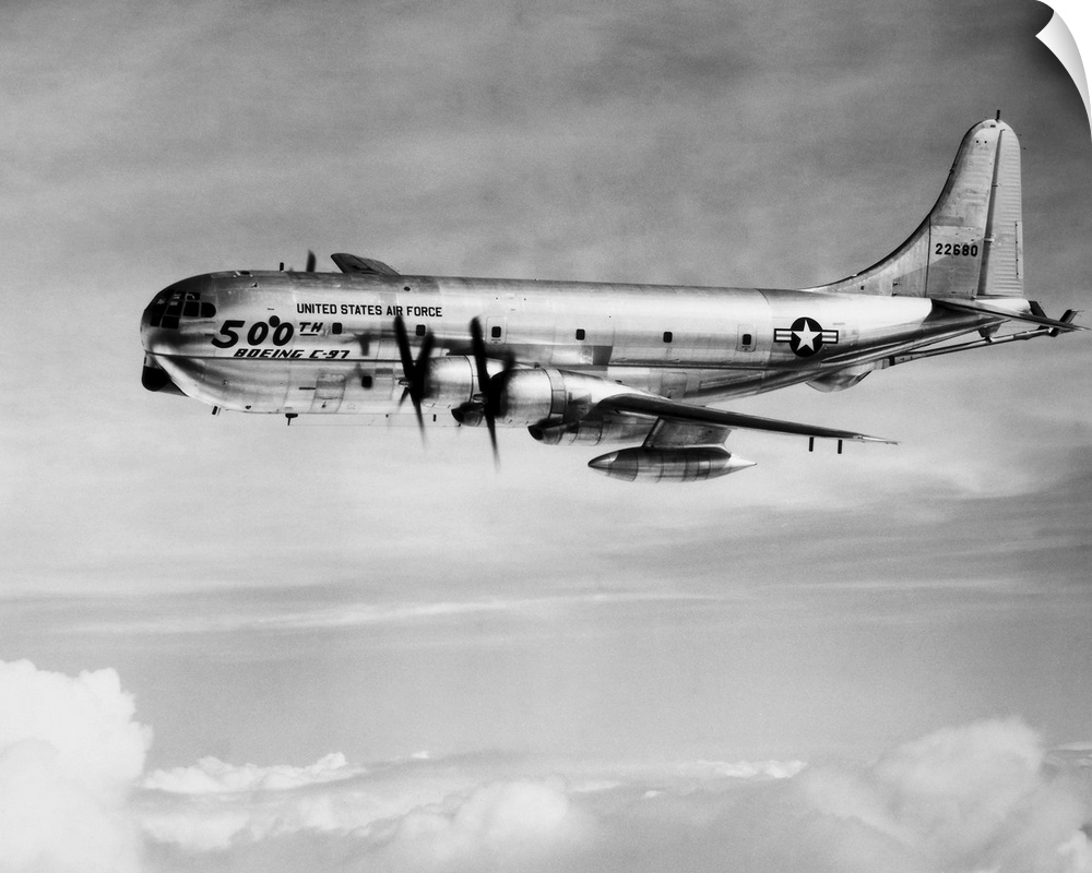 A Boeing C-97 Stratofreighter, used as the U.S. Air Force's standard aerial tanker for refueling bombers as well as for ca...