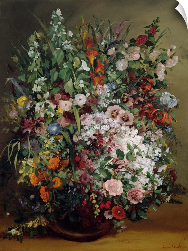 Courbet, Bouquet, 1862. 'Bouquet Of Flowers In A Vase.' Oil On Canvas, Gustave Courbet, 1862.