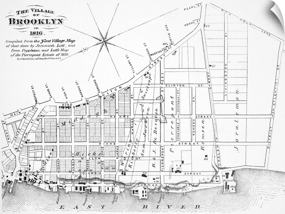 Map of the village of Brooklyn, New York, in 1816.