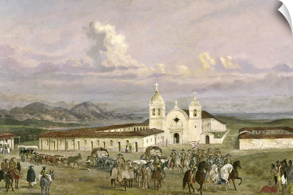 California, Carmel Mission. A View Of Mission San Carlos Borromeo De Carmelo, Carmel, California. Oil On Canvas, Late 19th...