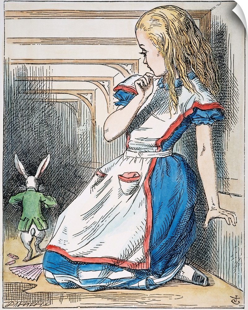 The White Rabbit 'scurried away into the darkness as hard as he could go.' After the design by Sir John Tenniel for the fi...