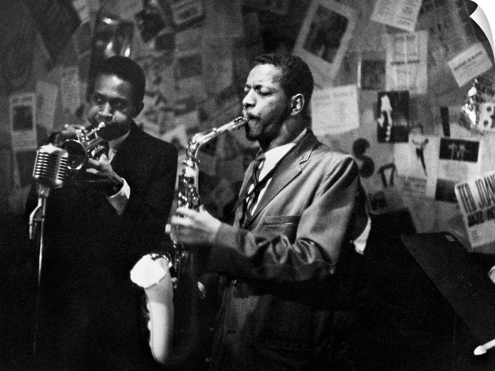 Don Cherry on trumpet, and Ornette Coleman on saxophone, performing the The Five Spot in New York City, 1959. Photograph b...