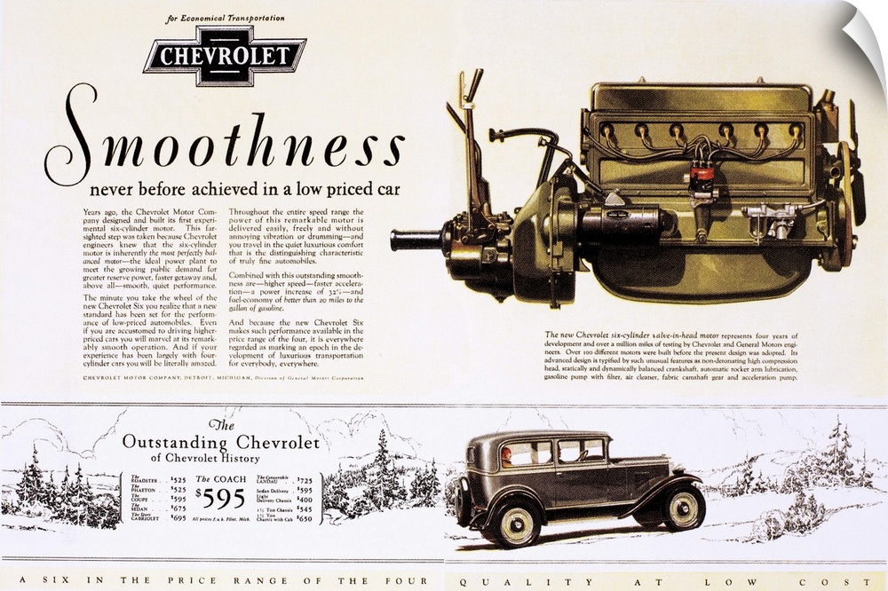 Chevrolet automobile advertisement from an American magazine, 1929.