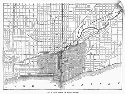 Chicago Fire Map, 1871