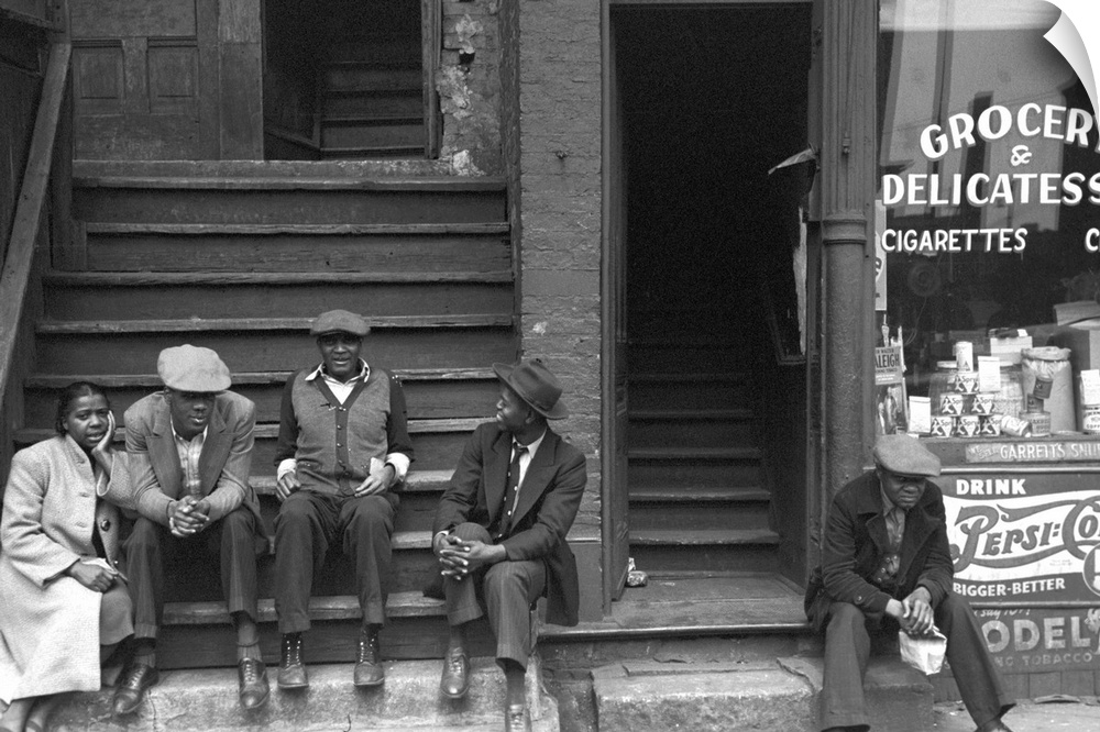 Chicago, Stoop, 1941. Men And A Woman Sitting On A Stoop In the African American Section Of Chicago, Illinois. Photograph ...