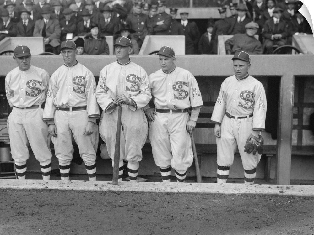 Chicago White Sox players Eddie Murphy, John 'Shano' Collins, Shoeless Joe Jackson, Happy Felsch, and Nemo Leibold at 1917...