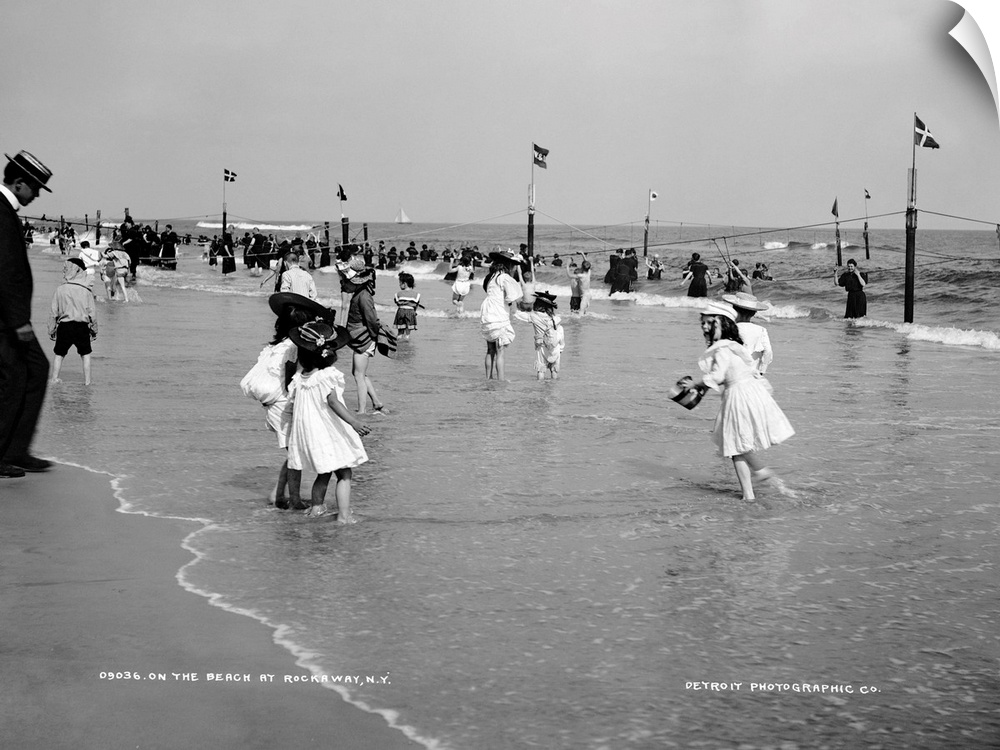 Children on the beach at Rockaway, New York. Photograph, c1904.