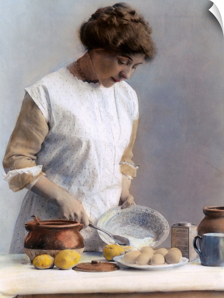 Cooking, C1900. Oil Over A Photograph.