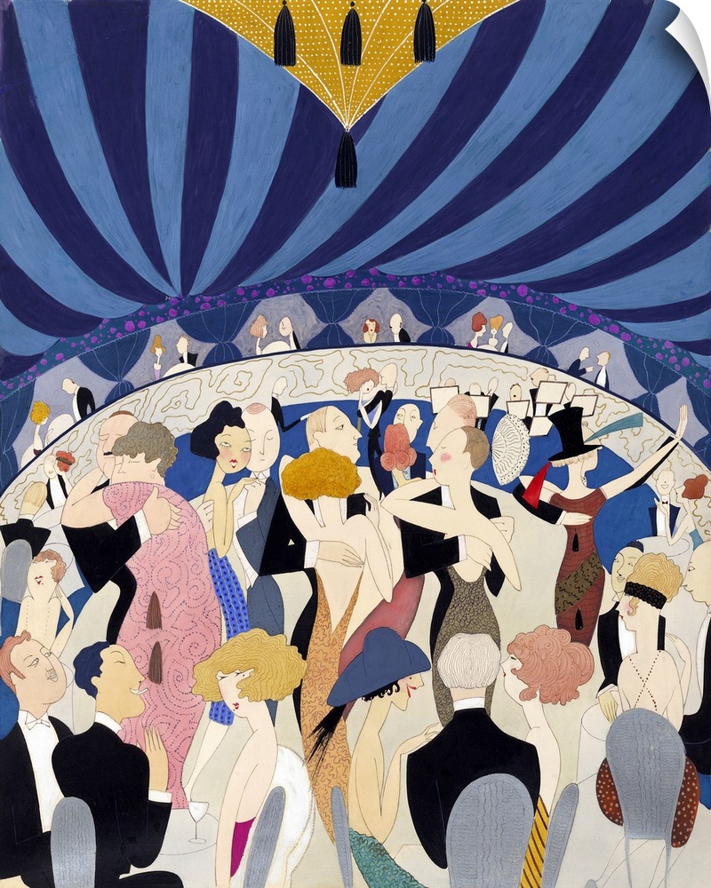 Couples dancing in a nightclub. Drawing by Ann Harriet Fish, 1921.