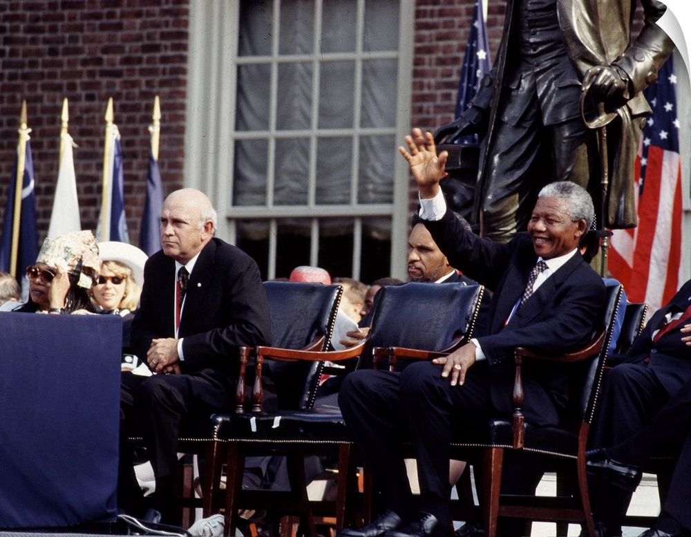 DE KLERK AND MANDELA, 1993. F. W. de Klerk, the last president of apartheid-era South Africa, and Nelson Mandela in Philad...