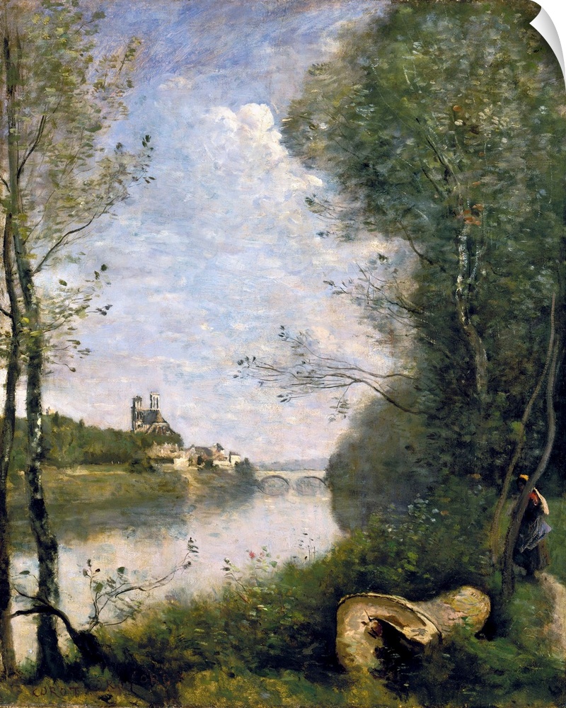 Corot, Cathedral, C1855-60. 'Distant View Of Mantes Cathedral.' Oil On Canvas By Jean-Baptiste Camille Corot, C1855-60.
