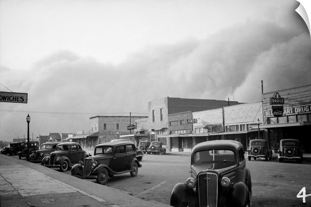 Dust storm in Elkhart, Kansas. Photograph, May 1937.