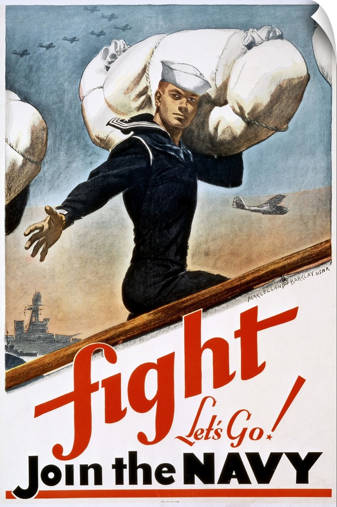 'Fight, Let's Go! Join the Navy.' Lithograph by McClelland Barclay, 1941.