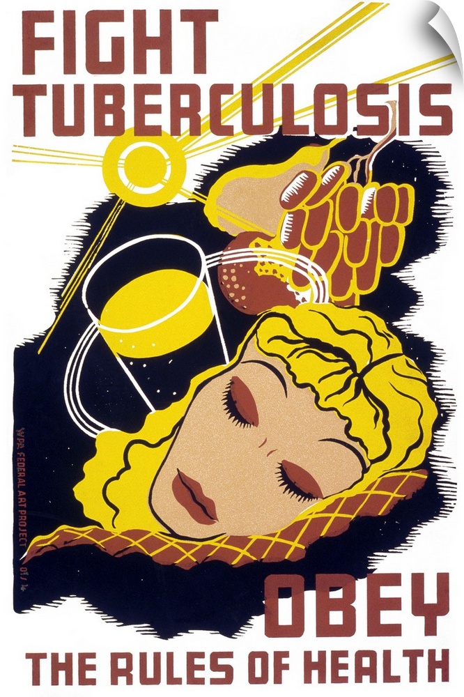 'Fight tuberculosis - obey the rules of health.' Silkscreen poster, c1940.