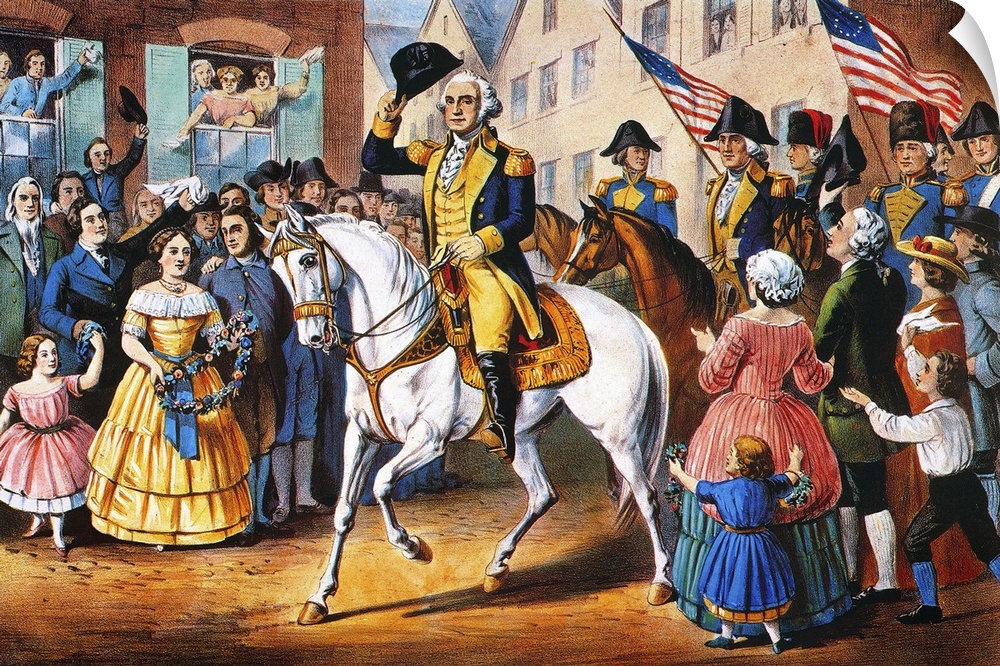 (1732-1799). George Washington's entry into New York on the evacuation of the city by the British on 25 November 1783. Lit...