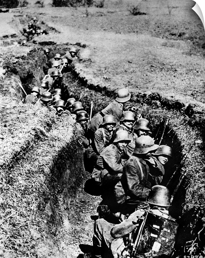 German troops in a trench during World War I. Photograph, c1917.