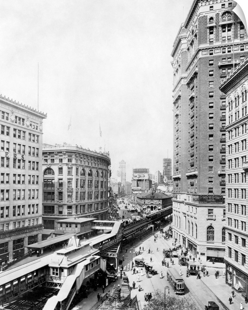 Greeley Square at Broadway between 32nd and 33rd Streets in New York City. Photograph, 1912.