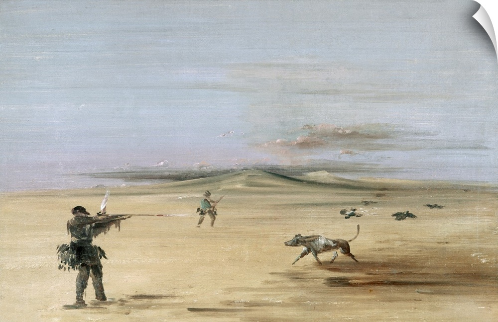 Catlin, Grouse Hunting. Grouse Shooting On the Missouri Prairies. Oil On Canvas, 1837-39, By George Catlin.