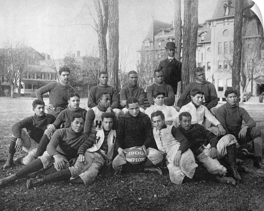 Football team of Hampton Institute, Virginia. Photographed by Frances Benjamin Johnston, c1900.