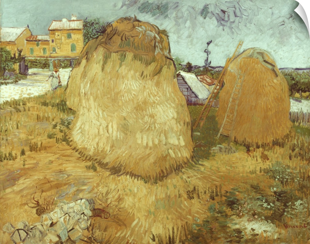 Van Gogh, Haystacks, 1888. Haystacks In Provence. Canvas, June 1888, By Vincent Van Gogh.
