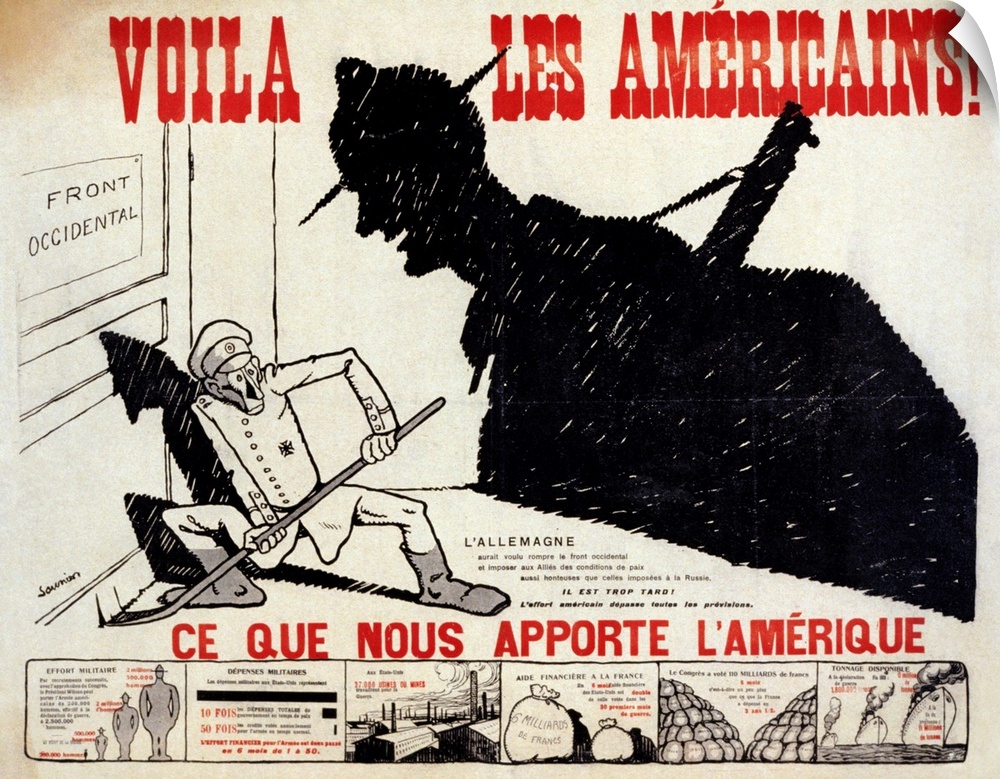 'Voila les Ameicains!' Lithograph by Charles Saunier, 1917.