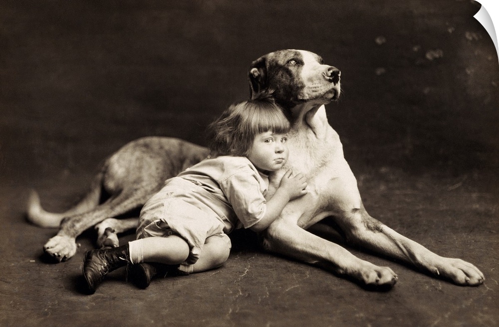 Child, C1900. 'His Protector.' Original Cabinet Photograph, American, C1900.