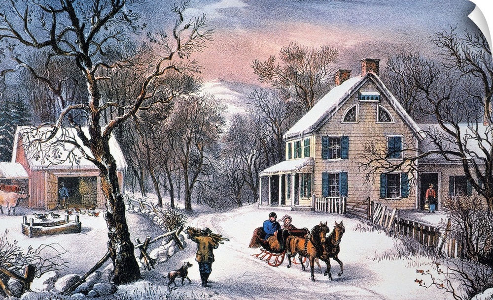 Homestead Winter, 1868. Lithograph, 1868, By Currier and Ives.