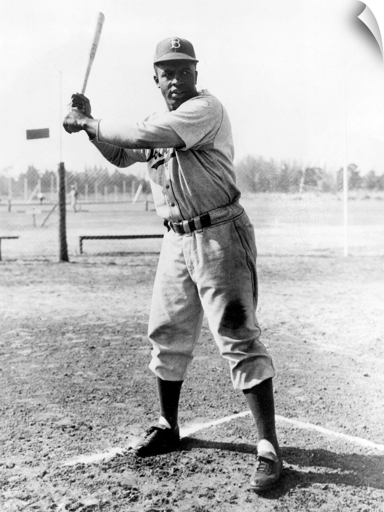 John Roosevelt Robinson, known as Jackie. American baseball player. Photographed while a member of the Brooklyn Dodgers, t...