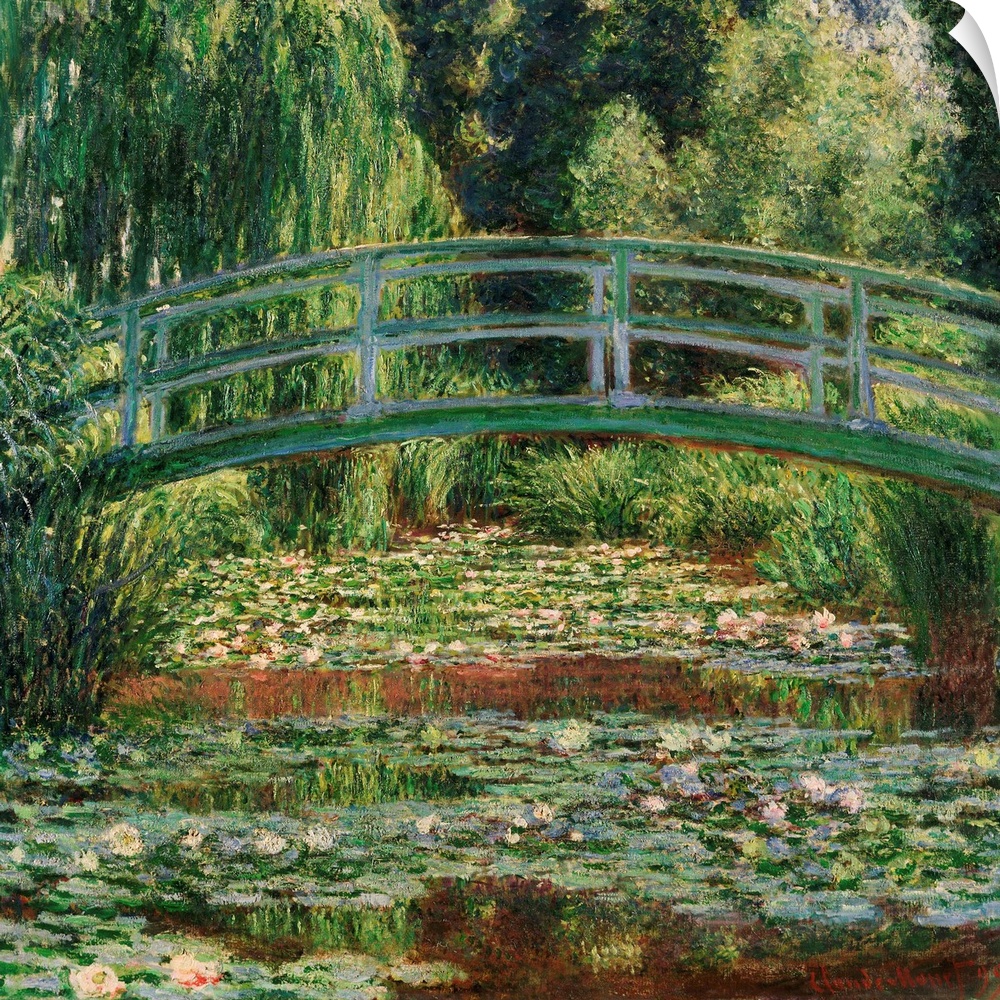 Monet, Water Lily Pool, 1899. 'Japanese Footbridge And the Water Lily Pool, Giverny.' Oil On Canvas, Claude Monet, 1899.