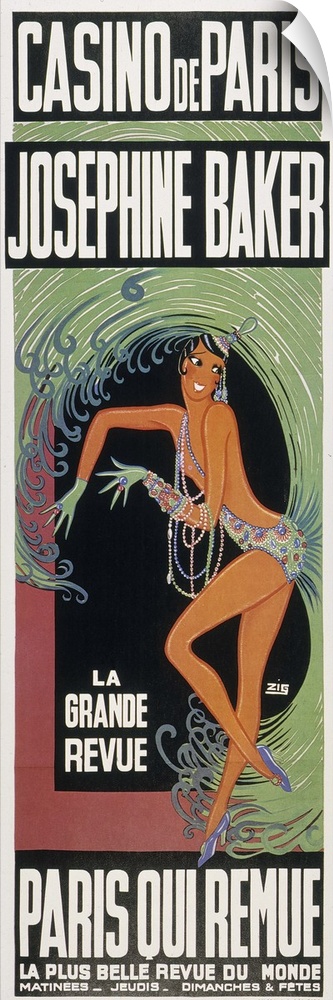 American dancer. Josephine Baker on a Casino de Paris poster, 1930.