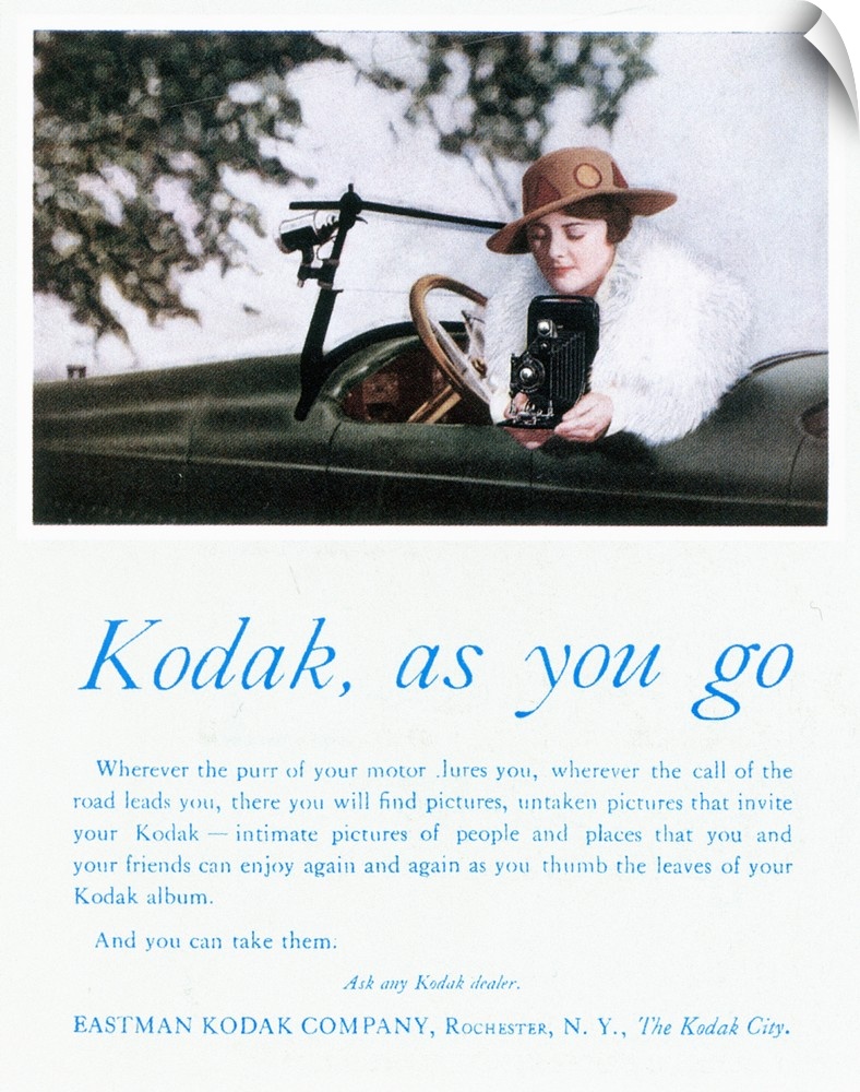 'Kodak, as you go.' Advertisement for a Kodak hand-held camera, from an American magazine, 1917.