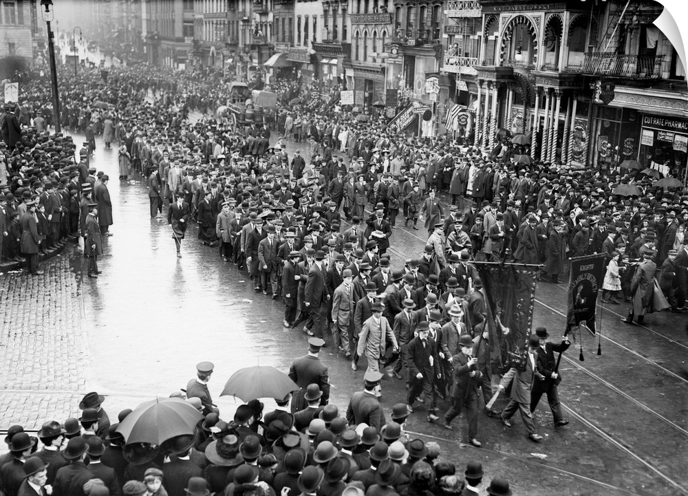 Marchers in a Labor Day parade in New York City, 1 May 1909.