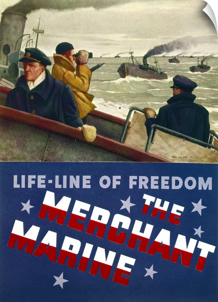 'Life-Line of Freedom - The Merchant Marine.' Poster by Paul Sample, c1944.