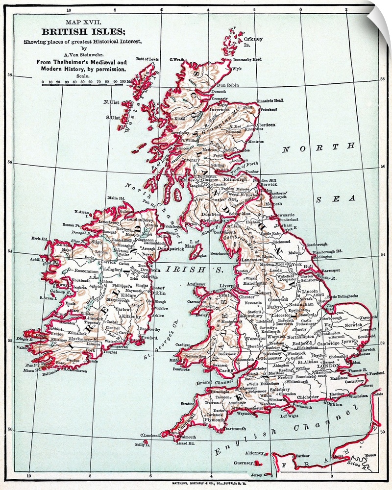 Map, British Isles, C1890. Map Of the British Isles, C1890, By A German Cartographer, Published In the United States.