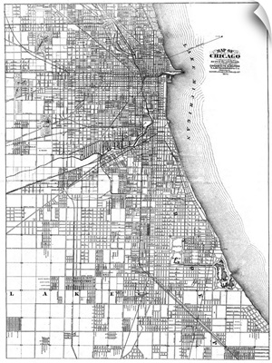Map Of Chicago, Illinois, And Its Suburbs, 1874