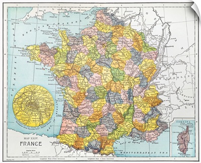 Map Of France, C.1900