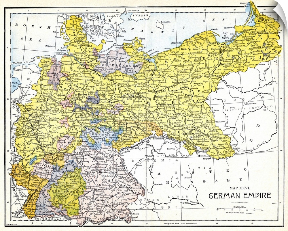 Map Of Germany. Following Its Unification In 1871.
