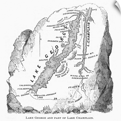 Map Of Lake George And Lake Champlain, New York