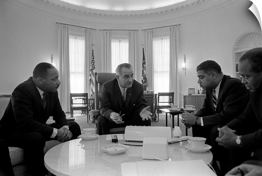 MARTIN LUTHER KING, JR. (1929-1968). American clergyman and civil rights leader. In a meeting with President Lyndon B. Joh...