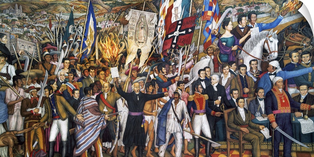 'The Cry of Dolores,' Miguel Hidalgo's call to revolt, 16 September 1810. Detail of the mural by Juan O'Gorman, 20th century.