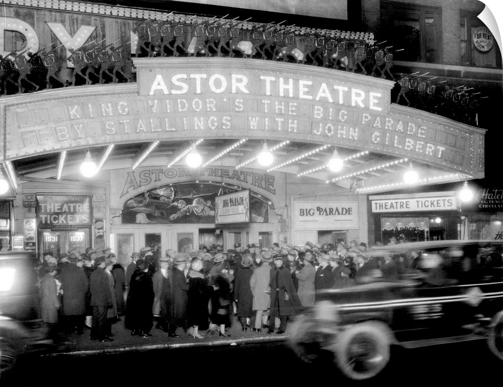 Marquee with King Vidor's 'The Big Parade,' starring John Gilbert and Renee Adoree, 1925.