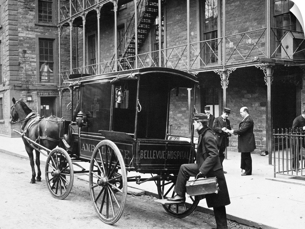 The Bellevue Hospital Ambulance in New York City. Photograph, 1895.