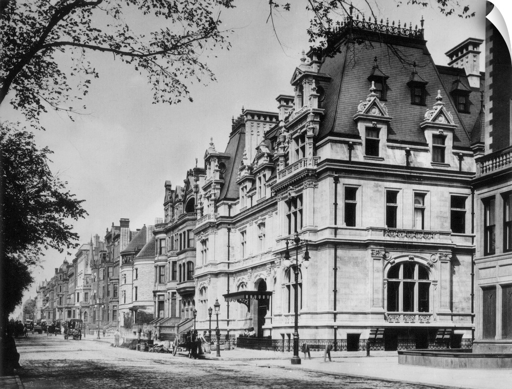 View of Fifth Avenue in New York City, looking north from 65th Street with the John Jacob Astor mansion in the foreground....