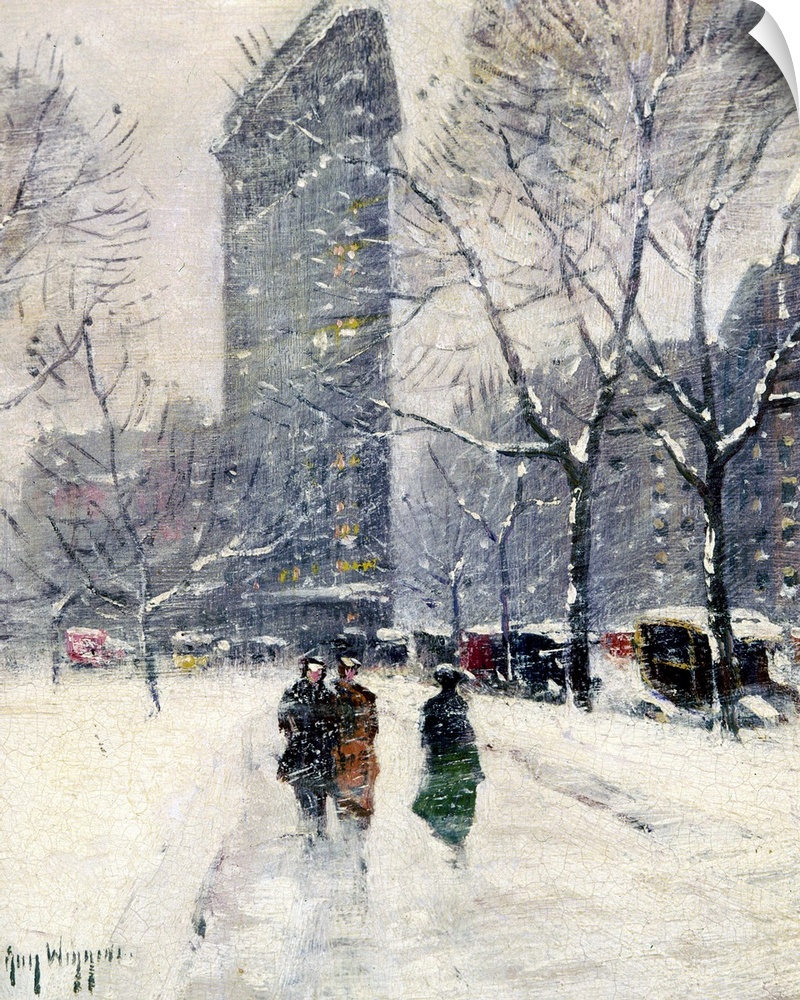 'Madison Square (Flatiron Building).' Oil painting by Guy Wiggins, 1919.