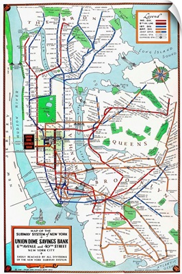 New York, Subway Map, 1940