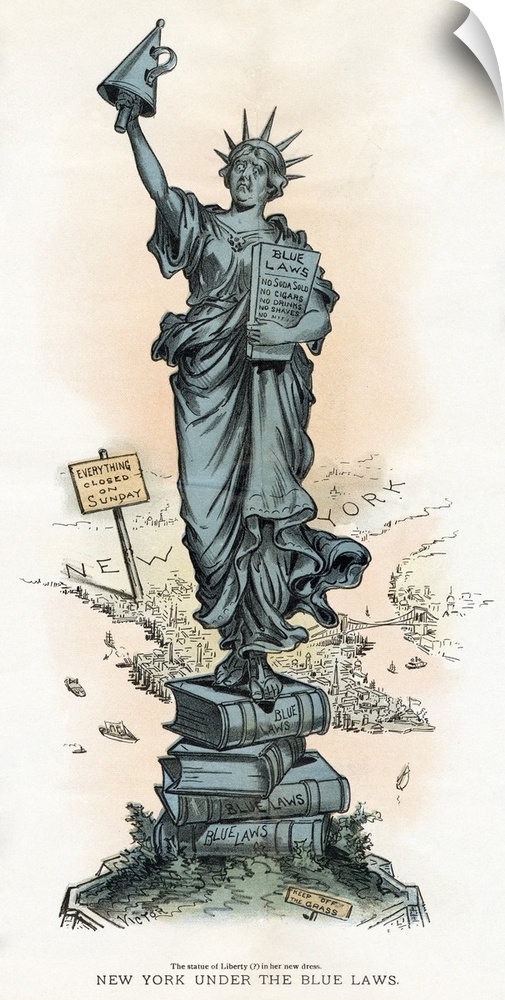'New York Under the Blue Laws.' Cartoon, American, 1895.