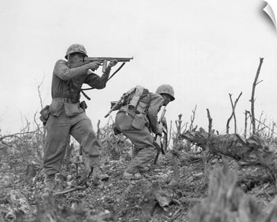 Okinawa, 1945, U.S. Marine takes aim
