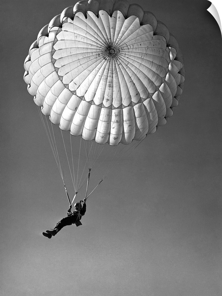 Paratrooper training at Fort Benning in Georgia. Photograph by Alfred T. Palmer, 1942.